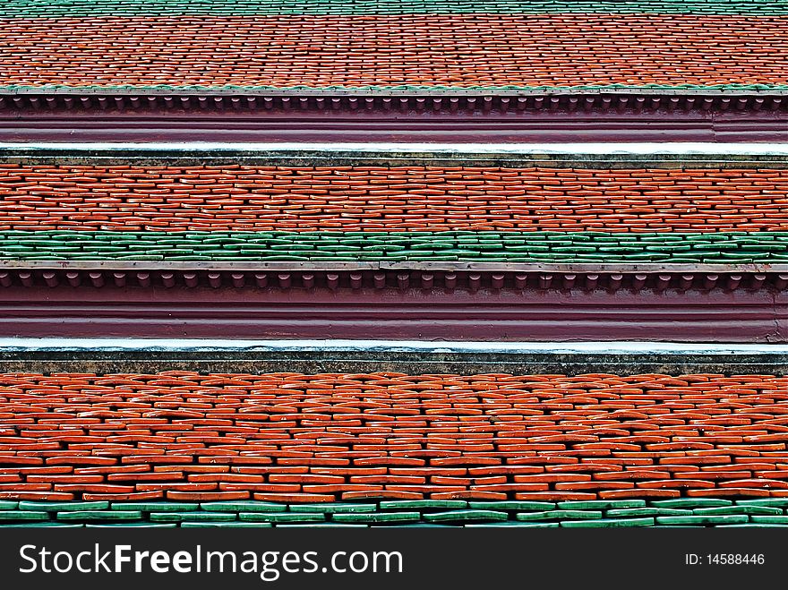 A patterned roof in Bangkok, Thailand. A patterned roof in Bangkok, Thailand.