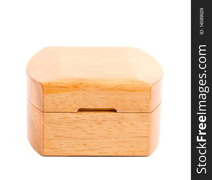 Wooden box on a white background