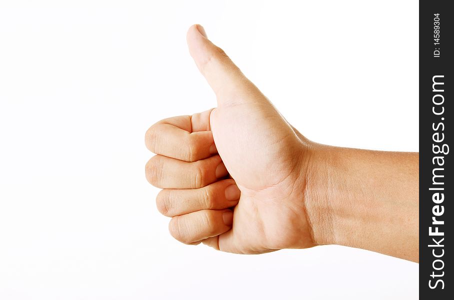 Ok hand on white background. Expressing Positivity