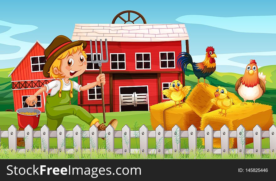 Happy farmer at farmland