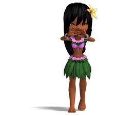 Very Cute Hawaiin Cartoon Girl Is Dancing For Royalty Free Stock Photos Very Cute Hawaiin Cartoon Girl Is Dancing For Royalty Free Stock Photos