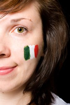 Young Female Italian Team Fan Isolated On Black Stock Image