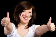 Young Female Italian Team Fan Isolated On Black Royalty Free Stock Image
