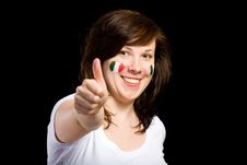Young Female Italian Team Fan Isolated On Black Royalty Free Stock Photography Young Female Italian Team Fan Isolated On Black Royalty Free Stock Photography