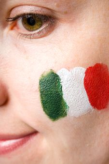 Young Female Italian Team Fan Isolated On Black Stock Photos Young Female Italian Team Fan Isolated On Black Stock Photos