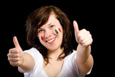 Young Female Italian Team Fan Isolated On Black Royalty Free Stock Images Young Female Italian Team Fan Isolated On Black Royalty Free Stock Images