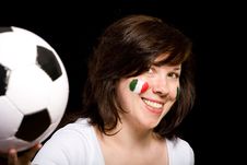 Young Female Italian Soccer Team Fan Isolated Royalty Free Stock Photo Young Female Italian Soccer Team Fan Isolated Royalty Free Stock Photo