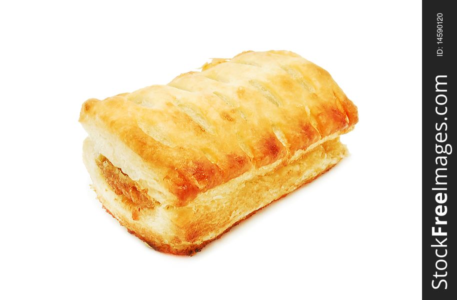 Puff pastry with walnut stuffing isolated