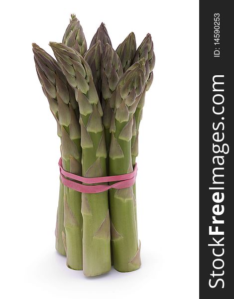 Bunch of asparagus spears on a white background. Bunch of asparagus spears on a white background