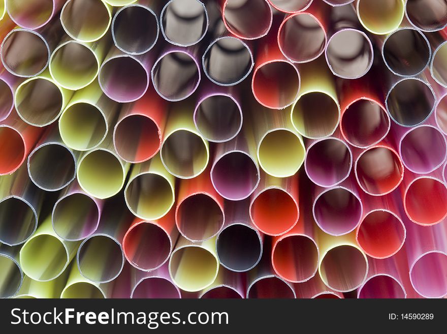 Background of coloured drinking straws