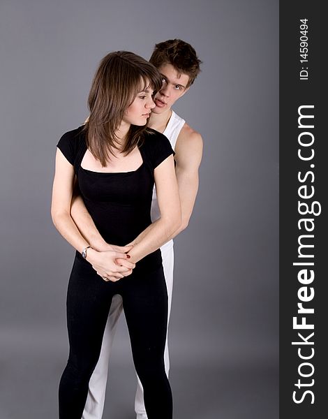 Dancing couple posing in studio