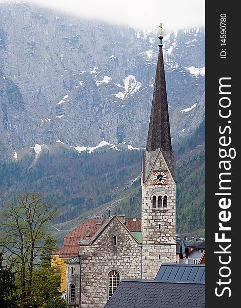 Photo of a church in Hallstat, Austria