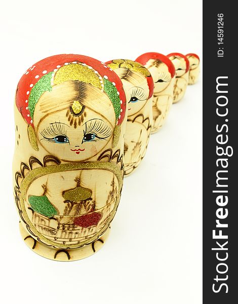 Russisa matryoshka doll, isolated in the white background