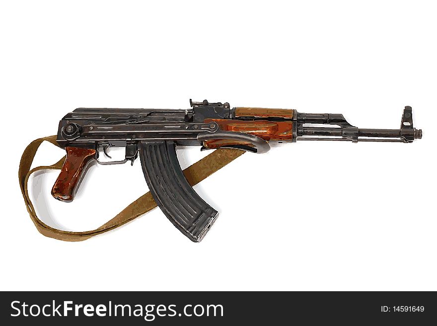 Weapon is an automat Kalashnikov  illustration isolated on white background