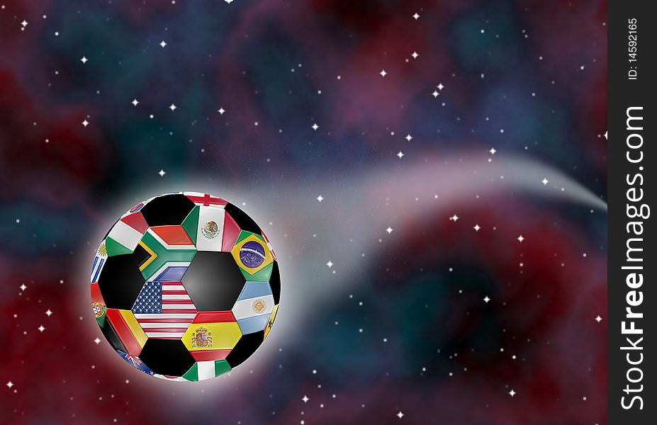 Soccer ball  on cosmos background