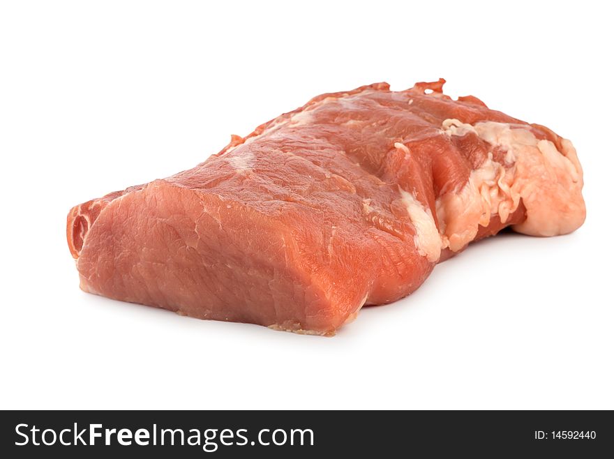 Raw pork chop isolated on white background