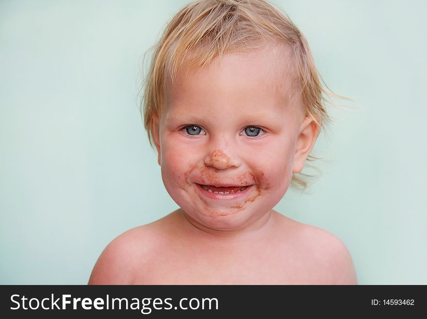 Close up funny toddler portrait