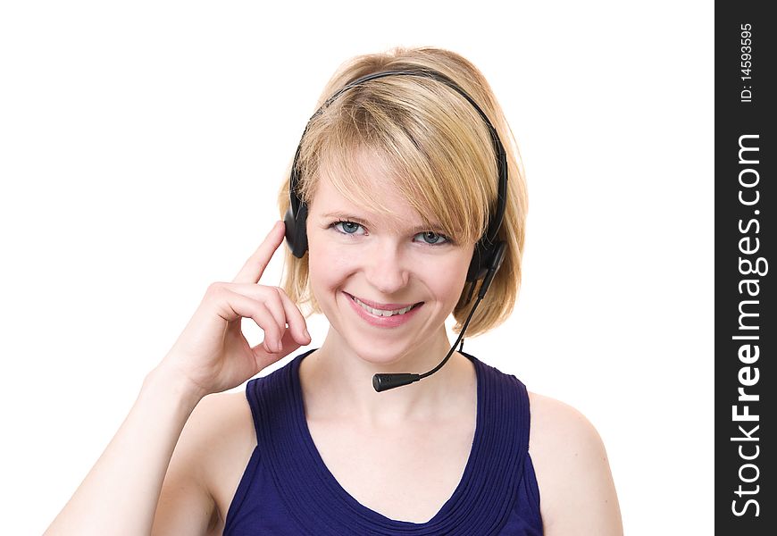 Woman with headset
