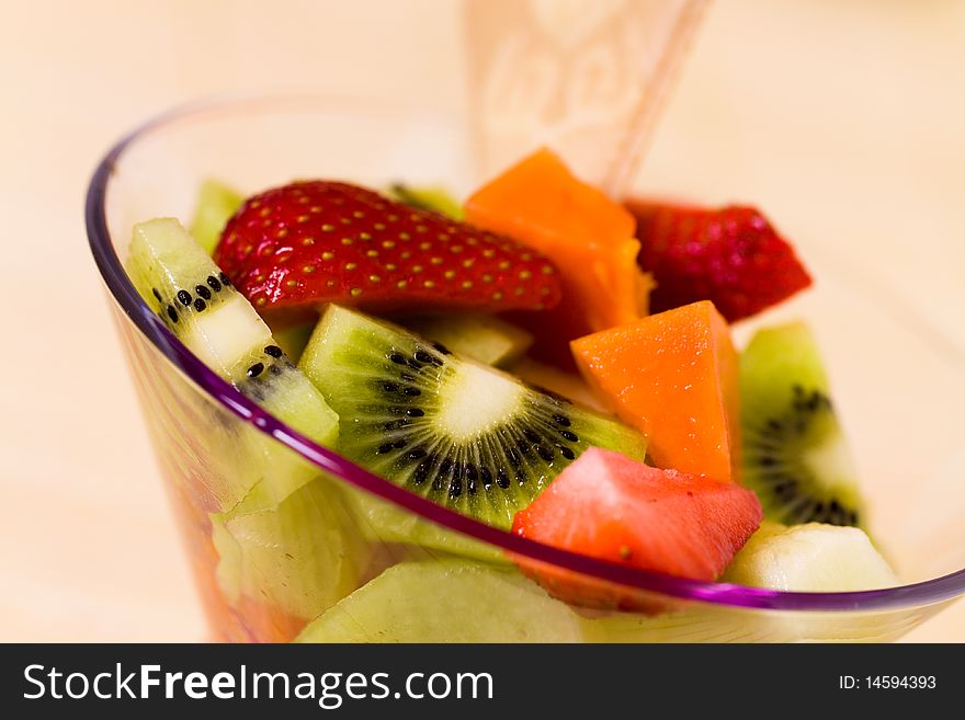 Fresh Fruit Salad with kiwi,strawberry,papaya