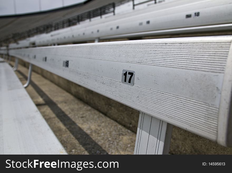 The seats in a stadium. The seats in a stadium.