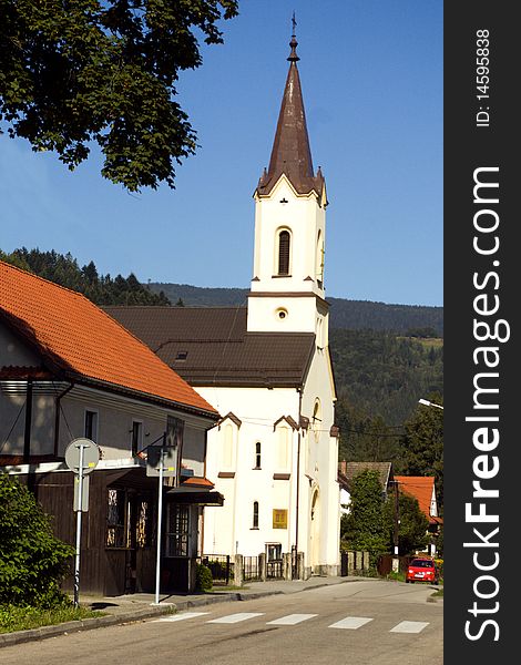 The white church in small town