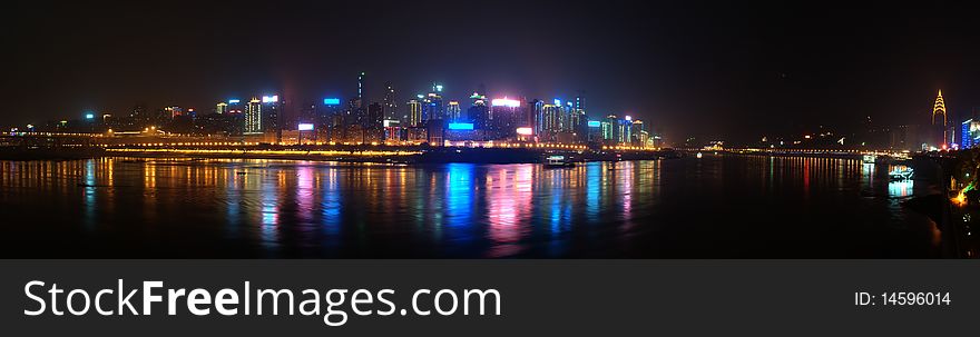 Chongqing Downtown Panorama at night. Chongqing Downtown Panorama at night
