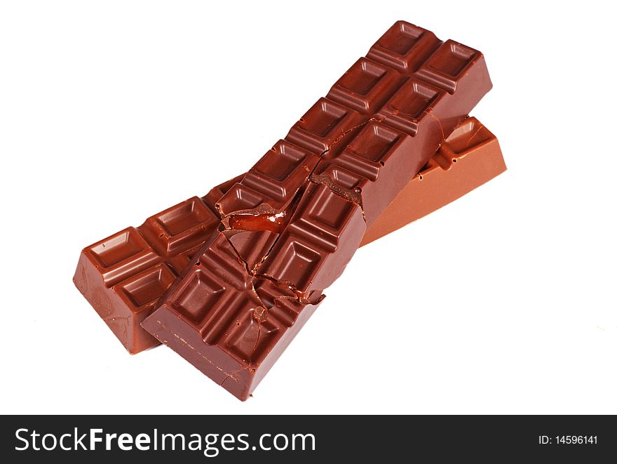 Chocolate bars isolated on a white
