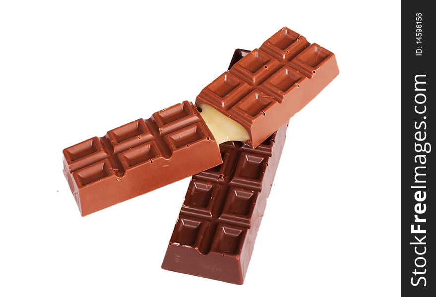 Chocolate bars isolated on a white