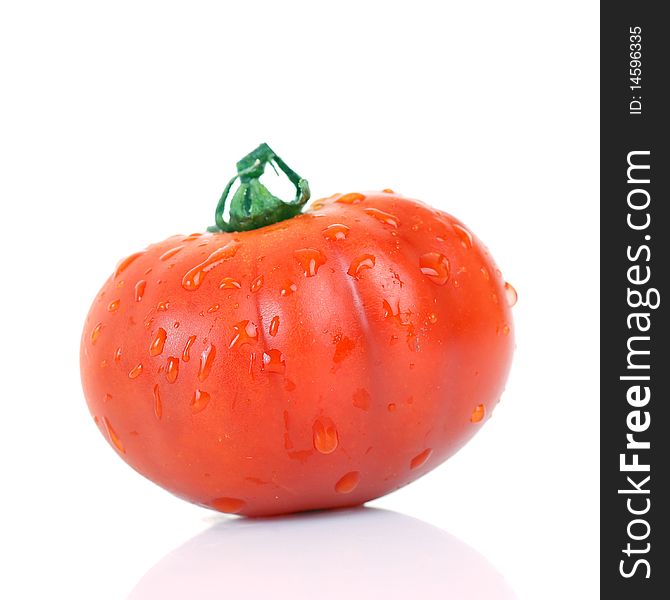 Red tomato isolated on white background