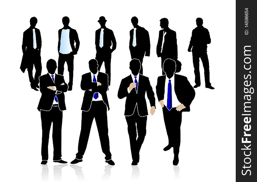 Successful business people black silhouettes