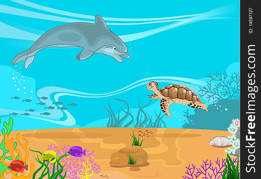Illustration of the seabed and its inhabitants