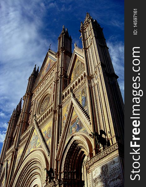 Façade of the cathedral in Orvieto. Façade of the cathedral in Orvieto