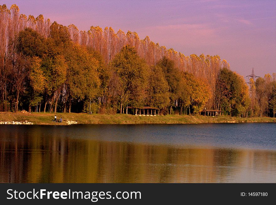 Photo of a lake during autumn. Photo of a lake during autumn