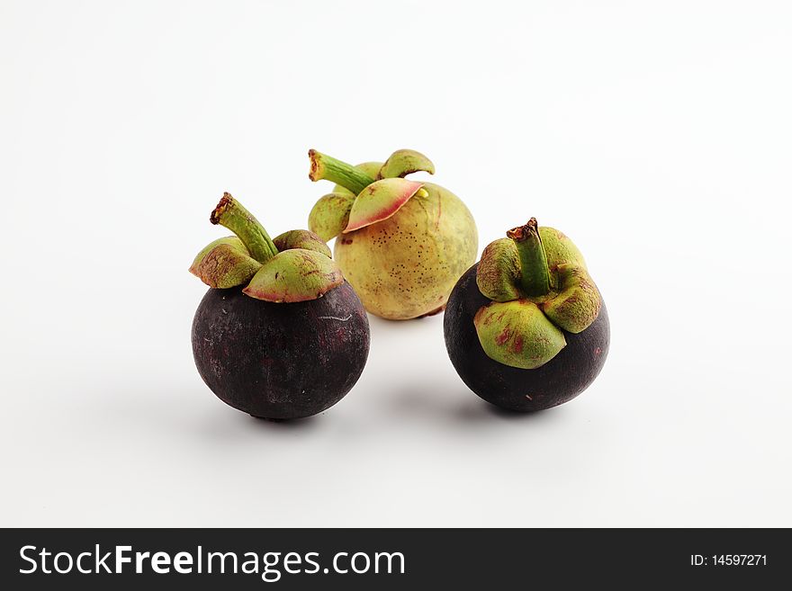 Mangosteens fruit. stand alone on white background. Mangosteens fruit. stand alone on white background.