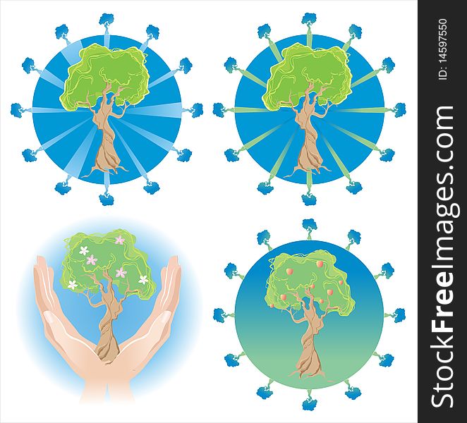 Several tree logos