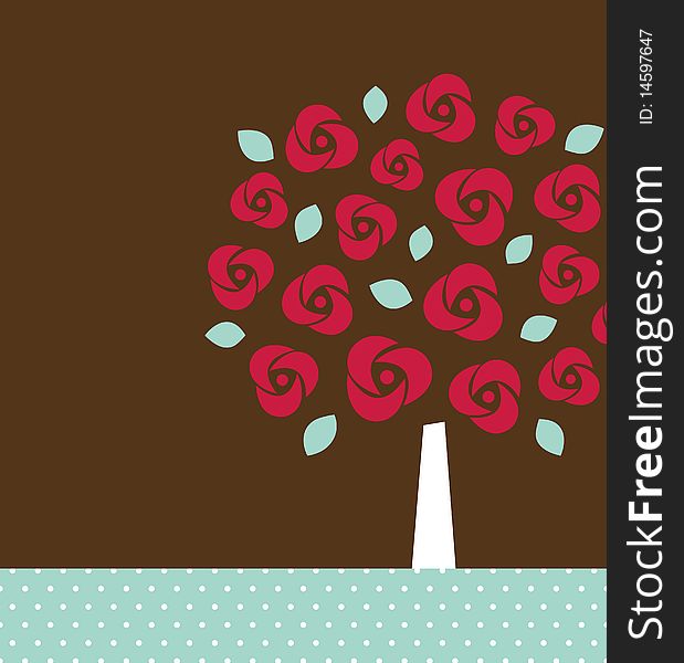 Vector tree and flower background design. Vector tree and flower background design