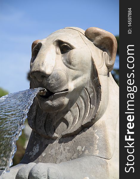 Lion Fountain At Piazza Del Popolo Rome