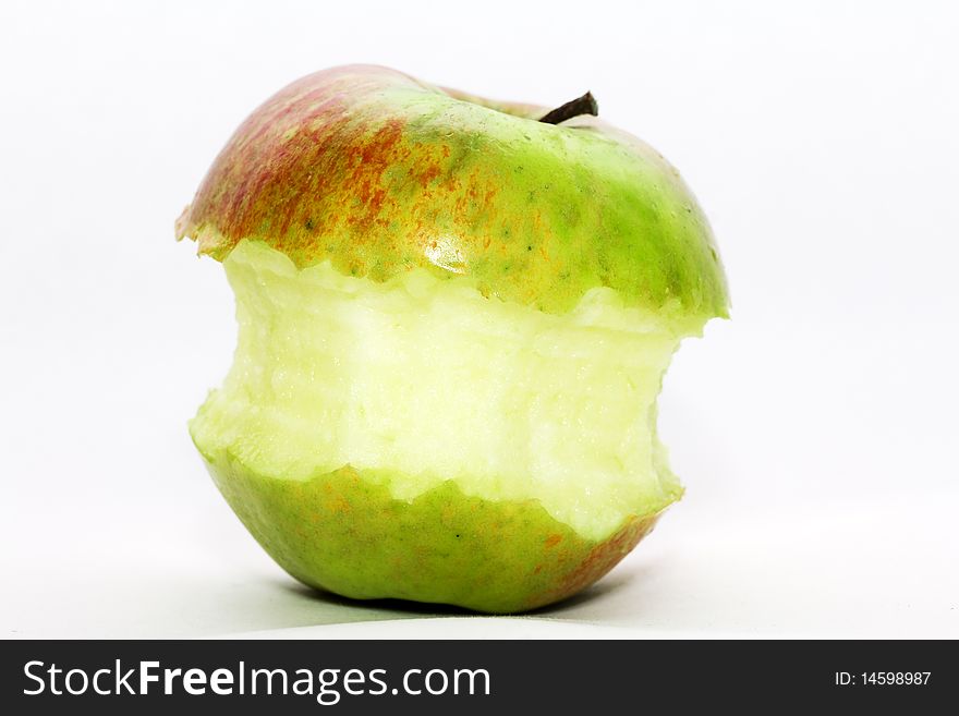 The big bit which has remained after eating of an apple. The big bit which has remained after eating of an apple