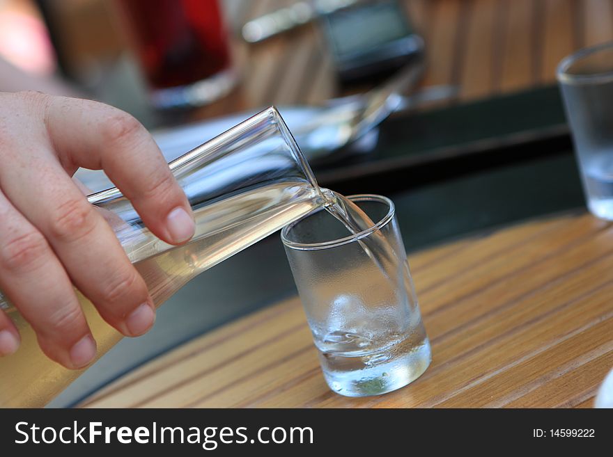 Pouring the liqueur at a restaurant, Odessa, Ukraine