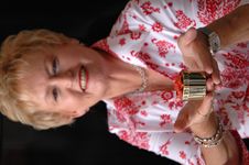 Mature Woman With Christmas Gift Royalty Free Stock Photography Mature Woman With Christmas Gift Royalty Free Stock Photography