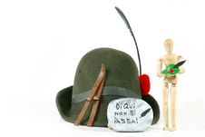Alpini Skis And Hat And Motto Royalty Free Stock Image