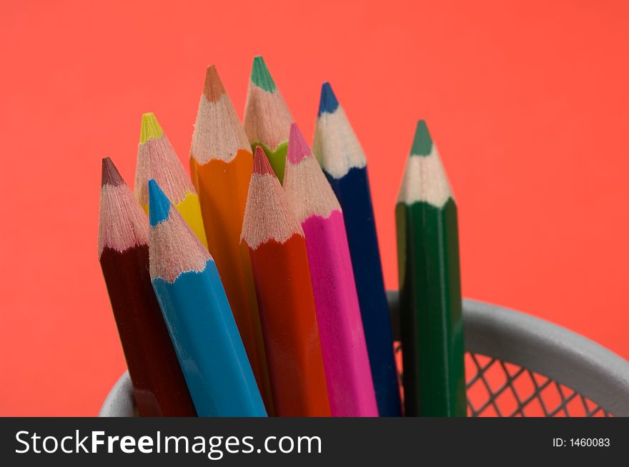 Close up shot of several colored pencils