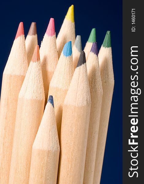 Close up shot of several colored pencils