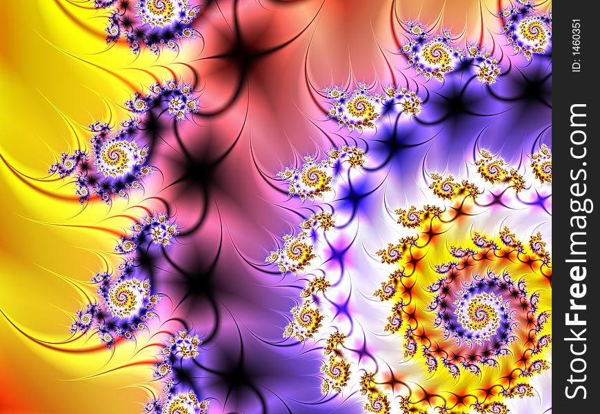Colorful spiral fractal with lines
