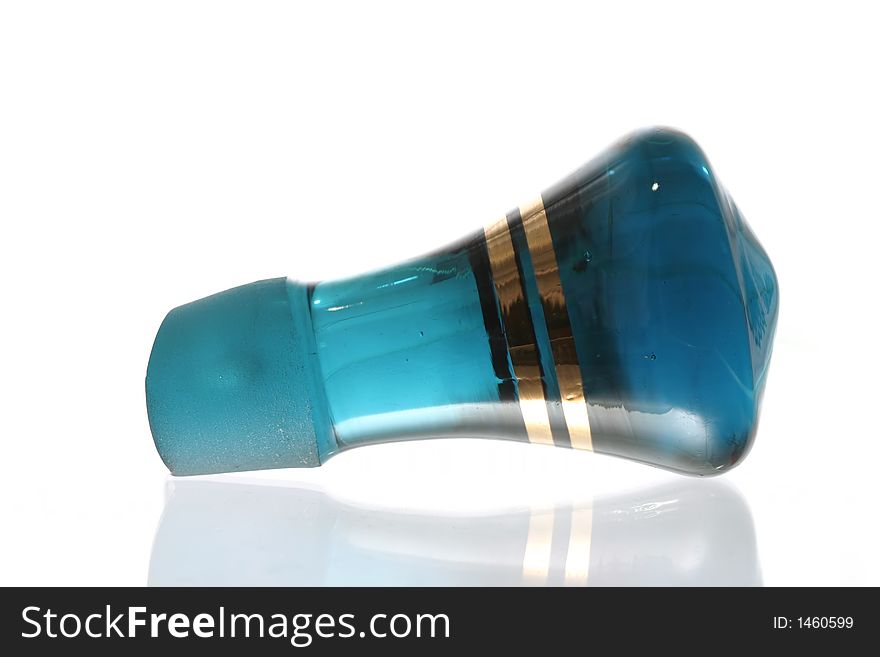 Blue glass cracked cork with gold stripes. Blue glass cracked cork with gold stripes