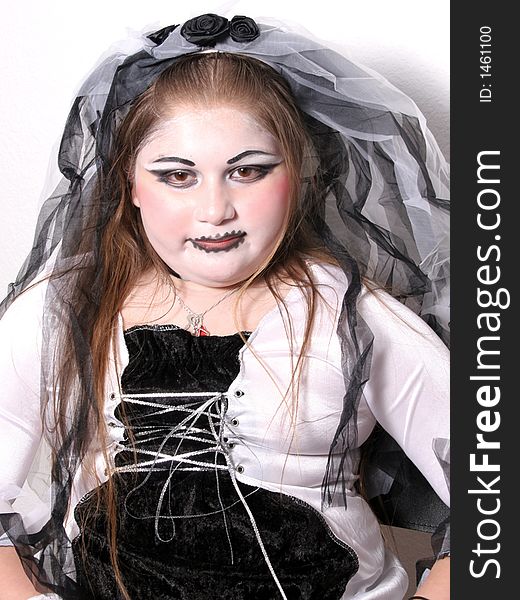 Young girl dressed for Halloween as Zombie Bride. Young girl dressed for Halloween as Zombie Bride