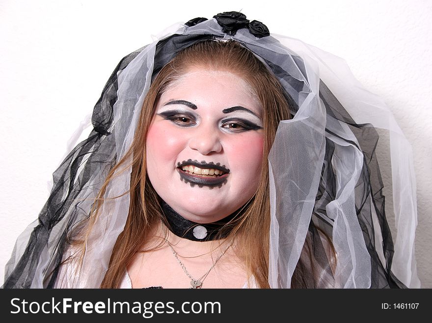 Young girl dressed for Halloween as Zombie Bride. Young girl dressed for Halloween as Zombie Bride