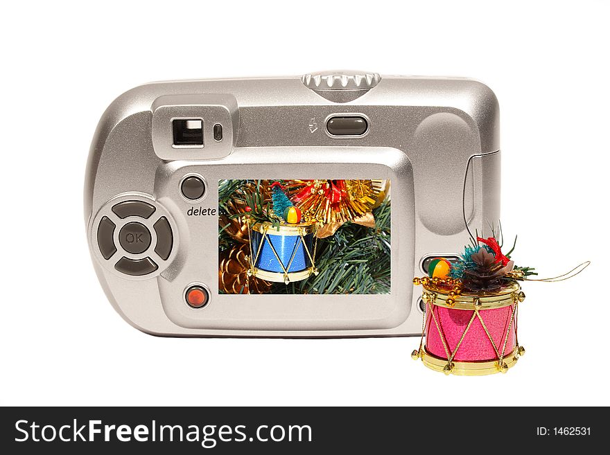 Camera gift with Christmas picture. Camera gift with Christmas picture