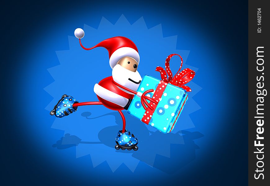 Santa Claus, 3d generated skating. Santa Claus, 3d generated skating