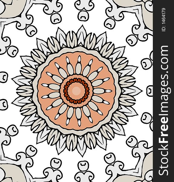 Vector graphic line-art colorful mandala